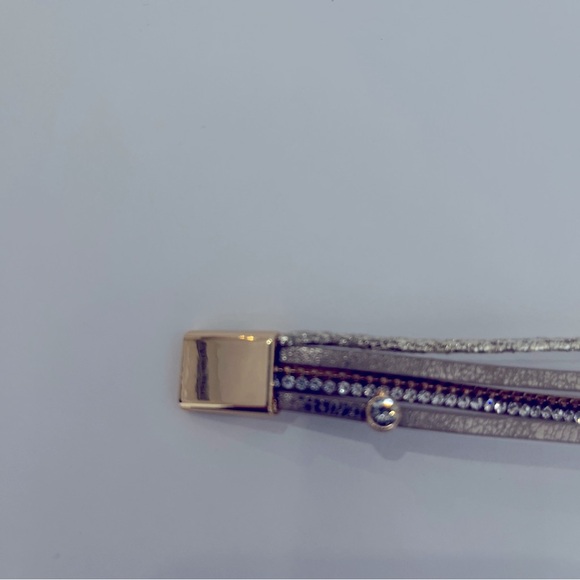 Beige Faux Leather‎ Wrap Bracelet – Gold Infinity Charm & Rhinestones - Picture 4 of 6